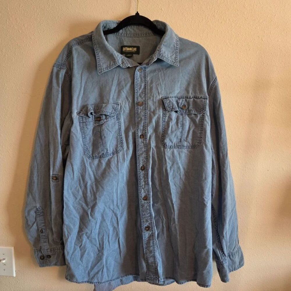 Outdoor Life Men's XL/EG Light Blue Utility Shirt Workwear Gorpcore 00s